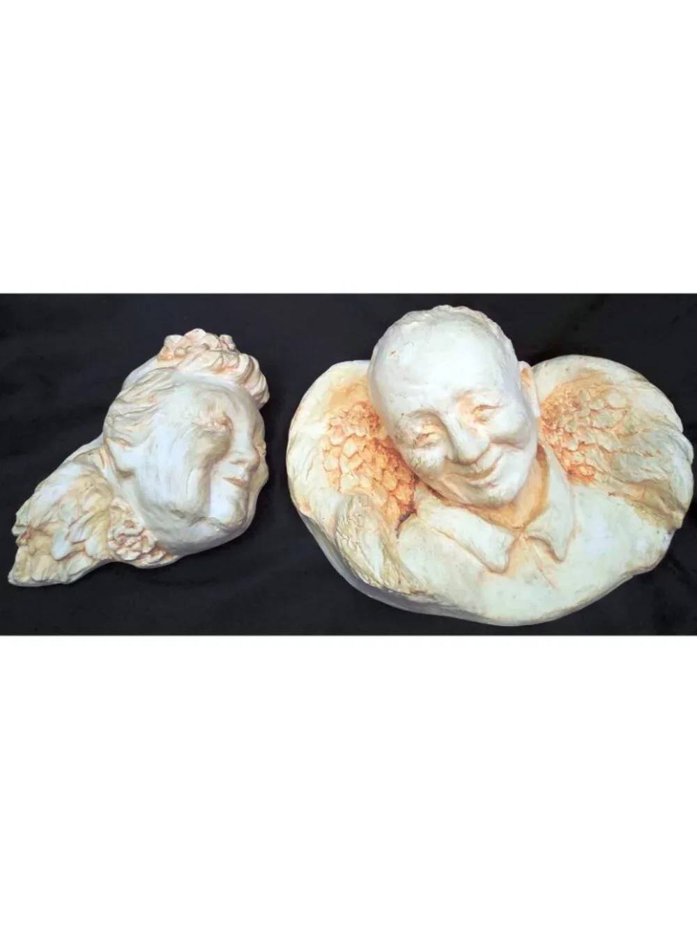 GRAND GUARDIANS Angel Wall Hangings Grandpa John & Grandma face head w/wings